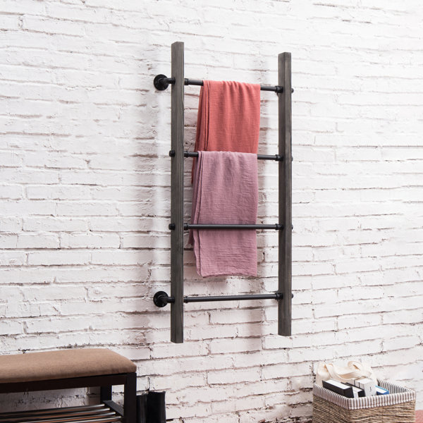 17 Stories Industrial Pipe Wall Mounted Towel Ladder Rack Reviews   Industrial Pipe Wall Mounted Towel Ladder Rack 